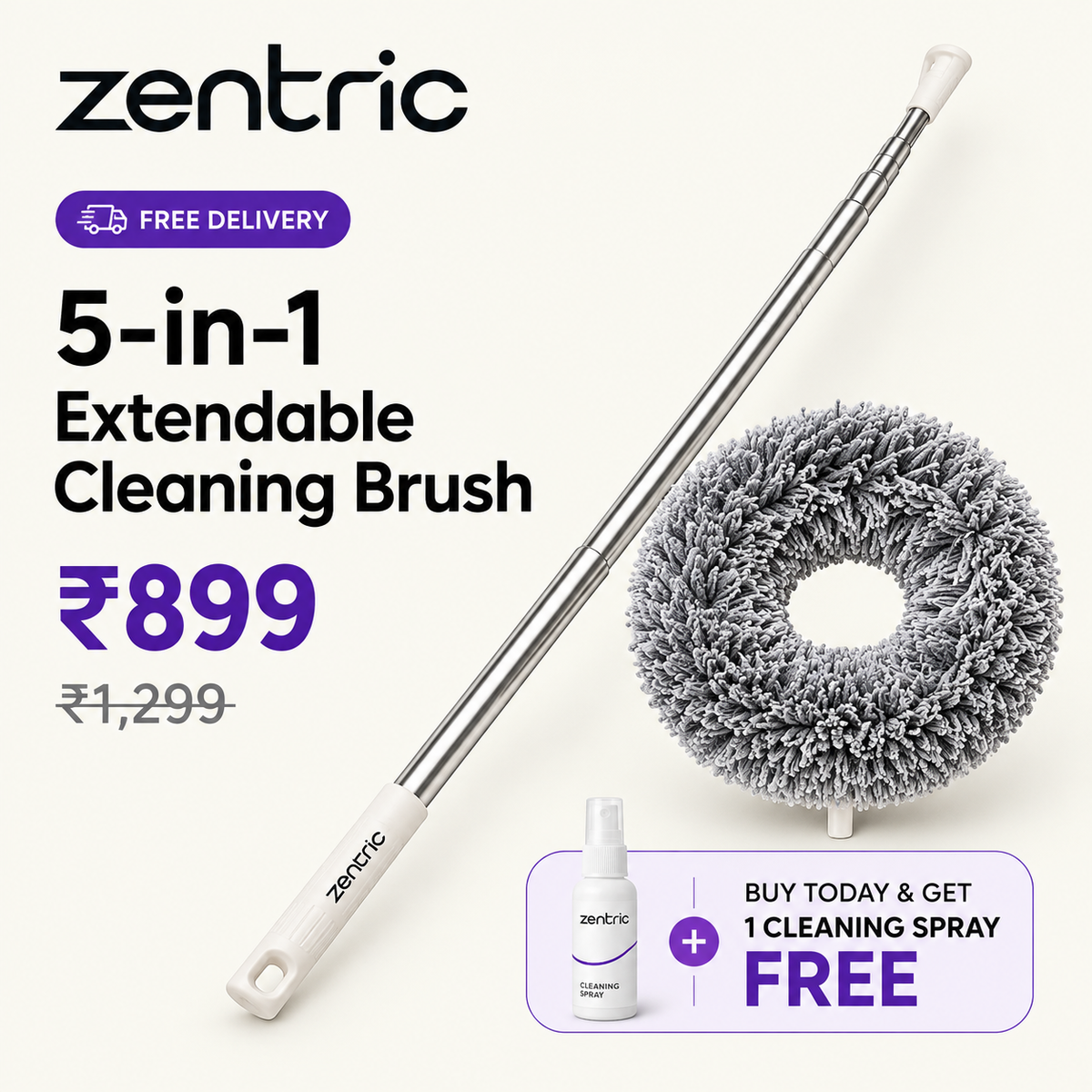 5-in-1 Extendable Cleaning Brush